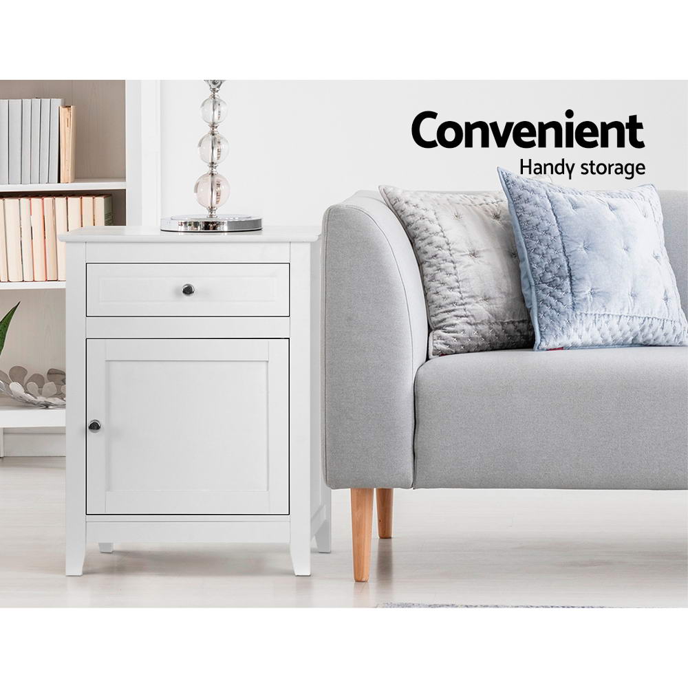 Artiss Bedside Tables Side Table Drawers Nightstand White FURNI-G-SCAN02-BS-WH