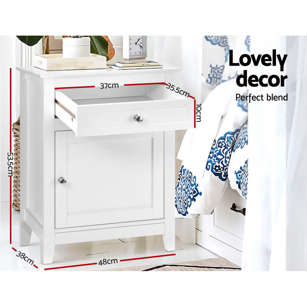 Artiss Bedside Tables Side Table Drawers Nightstand White FURNI-G-SCAN02-BS-WH