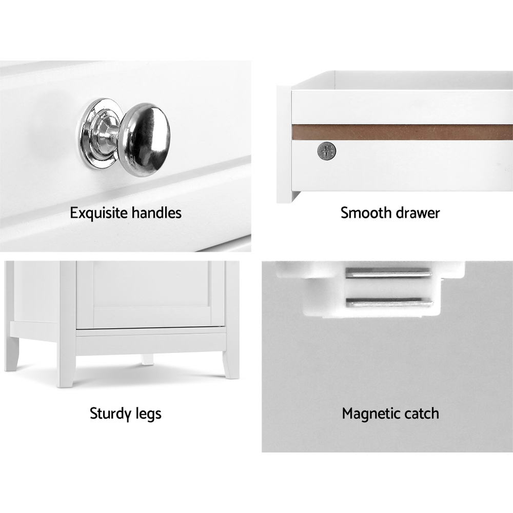Artiss Bedside Tables Side Table Drawers Nightstand White FURNI-G-SCAN02-BS-WH