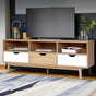 Artiss TV Cabinet Entertainment Unit Stand Wooden Storage 140cm Scandinavian FURNI-G-SCAN02-TV-NT-WH-AB