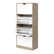 Artiss Shoe Rack Cabinet 60 Pairs 4-tier White Elen FURNI-G-SHOE-4D3R-WD-WH-AB