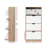 Artiss Shoe Rack Cabinet 60 Pairs 4-tier White Elen FURNI-G-SHOE-4D3R-WD-WH-AB