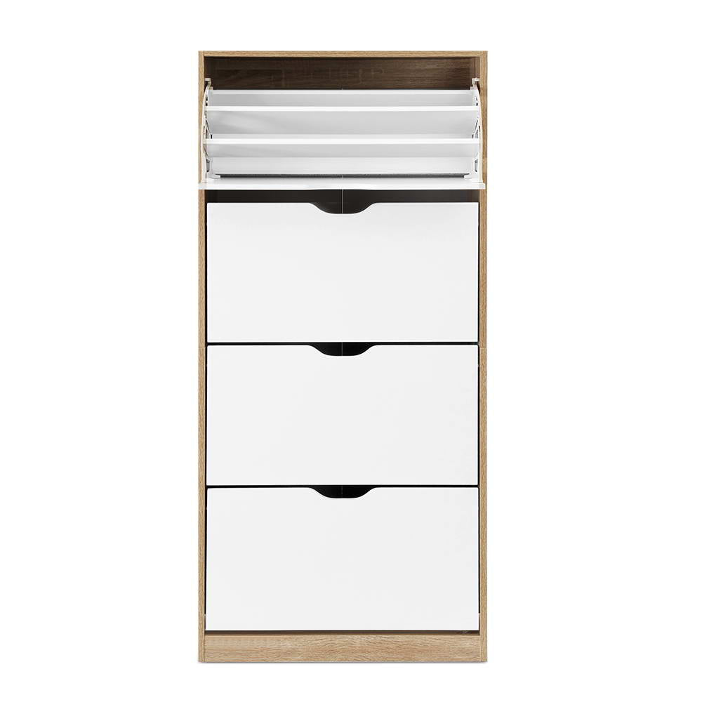 Artiss Shoe Rack Cabinet 60 Pairs 4-tier White Elen FURNI-G-SHOE-4D3R-WD-WH-AB