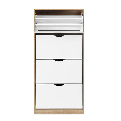 Artiss Shoe Rack Cabinet 60 Pairs 4-tier White Elen FURNI-G-SHOE-4D3R-WD-WH-AB