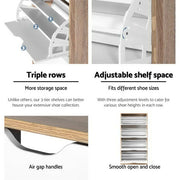 Artiss Shoe Rack Cabinet 60 Pairs 4-tier White Elen FURNI-G-SHOE-4D3R-WD-WH-AB