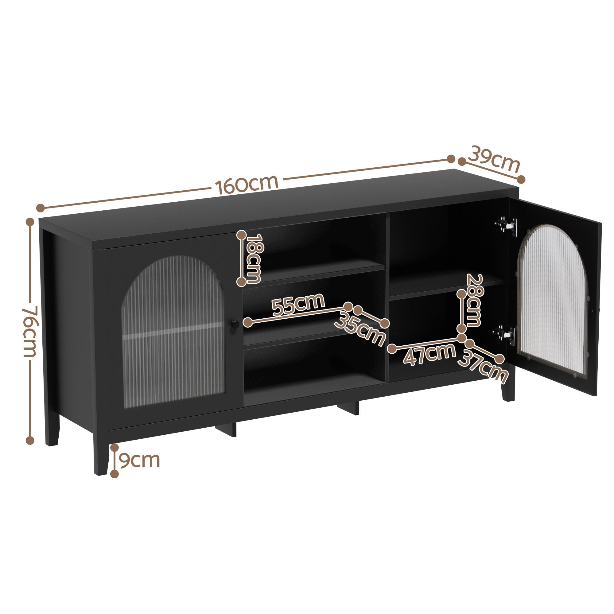 Artiss Buffet Sideboard Shelves Double Doors - Black FURNI-G-SID-01-BK-AB