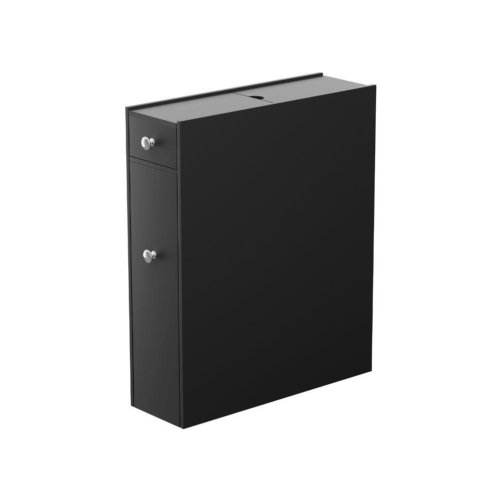 Artiss Bathroom Storage Cabinet Toilet Slim Tissue Box Caddy Holder Side Wooden Black FURNI-G-TIS382-BK