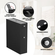 Artiss Bathroom Storage Cabinet Toilet Slim Tissue Box Caddy Holder Side Wooden Black FURNI-G-TIS382-BK