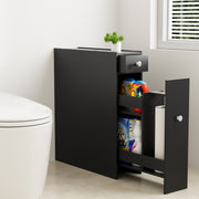 Artiss Bathroom Storage Cabinet Toilet Slim Tissue Box Caddy Holder Side Wooden Black FURNI-G-TIS382-BK