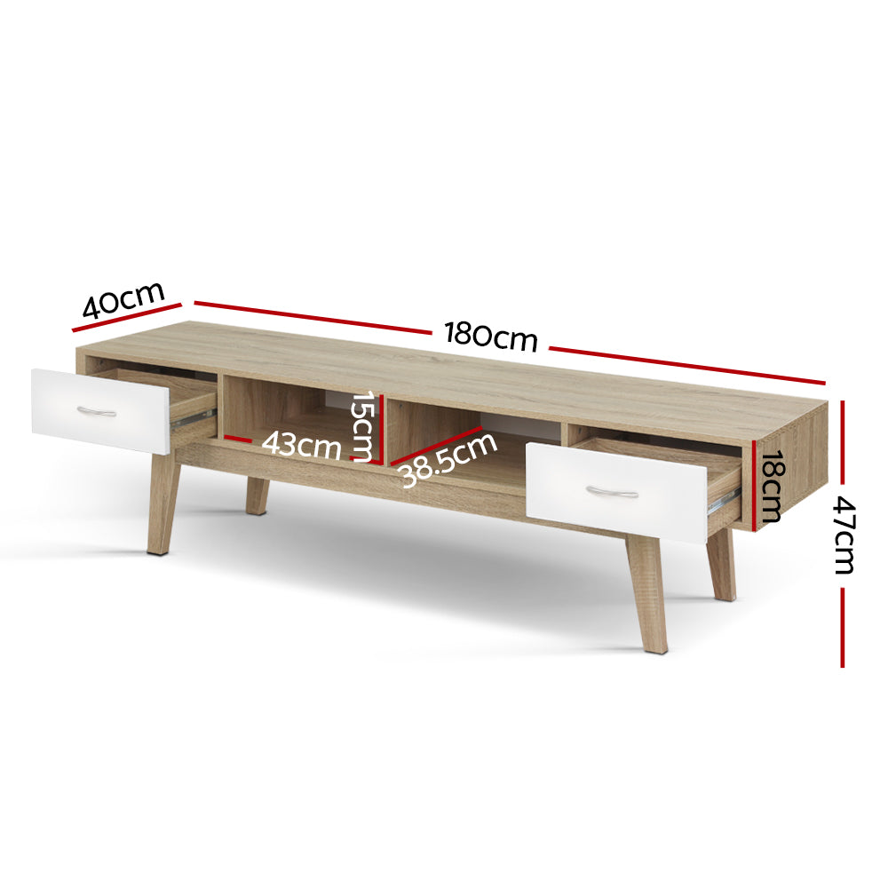 Artiss TV Cabinet Entertainment Unit 180cm Oak White Gary FURNI-G-TONI-TV180-AB