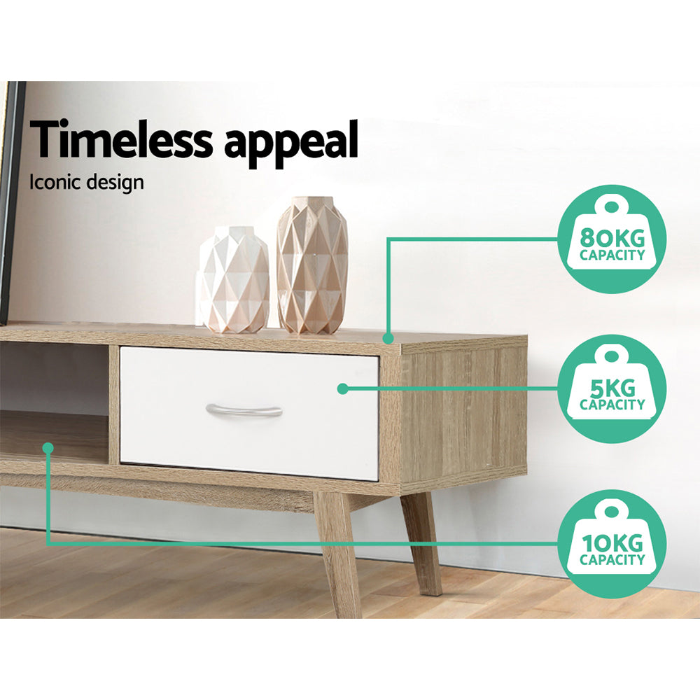 Artiss TV Cabinet Entertainment Unit 180cm Oak White Gary FURNI-G-TONI-TV180-AB