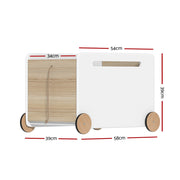 Keezi Kids Toy Box Container Children Chest Storage Clothes Organiser Wheels FURNI-G-TOY-CAR-WH