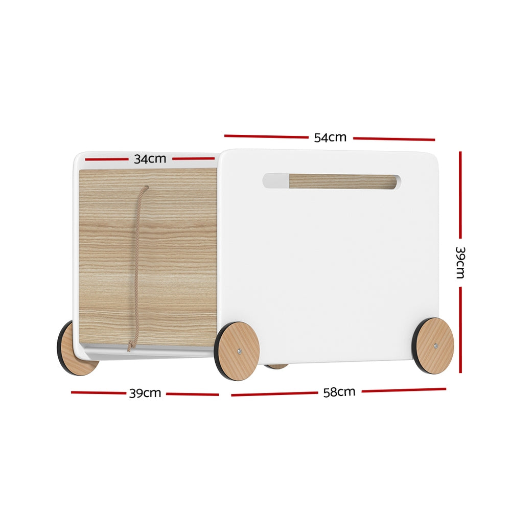 Keezi Kids Toy Box Container Children Chest Storage Clothes Organiser Wheels FURNI-G-TOY-CAR-WH
