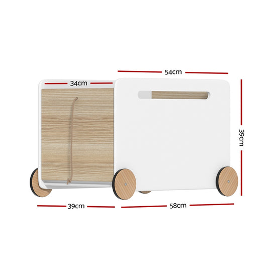 Keezi Kids Toy Box Container Children Chest Storage Clothes Organiser Wheels FURNI-G-TOY-CAR-WH