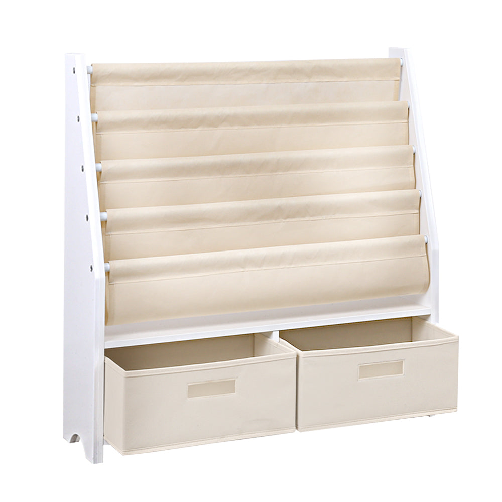 Keezi 4 Tiers Kids Bookshelf Magazine Rack Children Bookcase Organiser Drawer FURNI-G-TOY111-WH