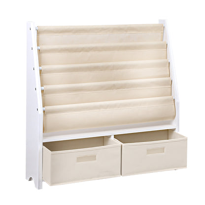 Keezi 4 Tiers Kids Bookshelf Magazine Rack Children Bookcase Organiser Drawer FURNI-G-TOY111-WH