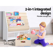 Keezi 4 Tiers Kids Bookshelf Magazine Rack Children Bookcase Organiser Drawer FURNI-G-TOY111-WH