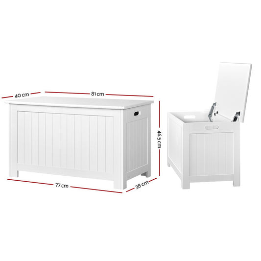 Keezi Kids Toy Box Chest Storage Blanket Children Clothes Room Organiser White FURNI-G-TOY213-WH