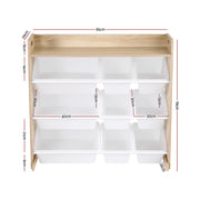 Keezi Kids Toy Box 9 Bins Bookshelf Organiser Display Shelf Storage Rack Wooden FURNI-G-TOY8BIN-WD
