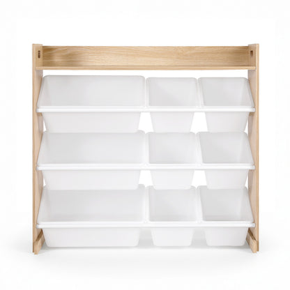 Keezi Kids Toy Box 9 Bins Bookshelf Organiser Display Shelf Storage Rack Wooden FURNI-G-TOY8BIN-WD