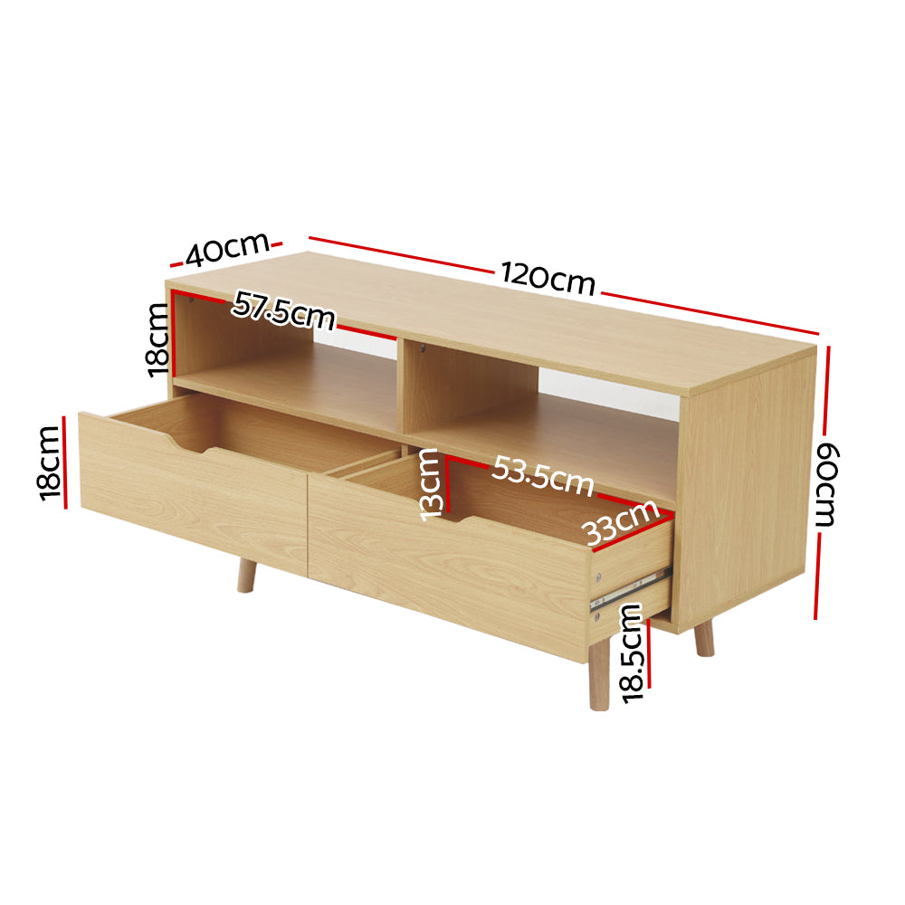 Artiss TV Cabinet Entertainment Unit 120cm Pine Ford FURNI-G-TV120-WD-AB