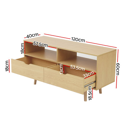 Artiss TV Cabinet Entertainment Unit 120cm Pine Ford FURNI-G-TV120-WD-AB