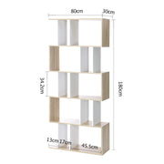 Artiss Bookshelf 5 Tiers - RITA White and Oak FURNI-GEN2SHELF-AB