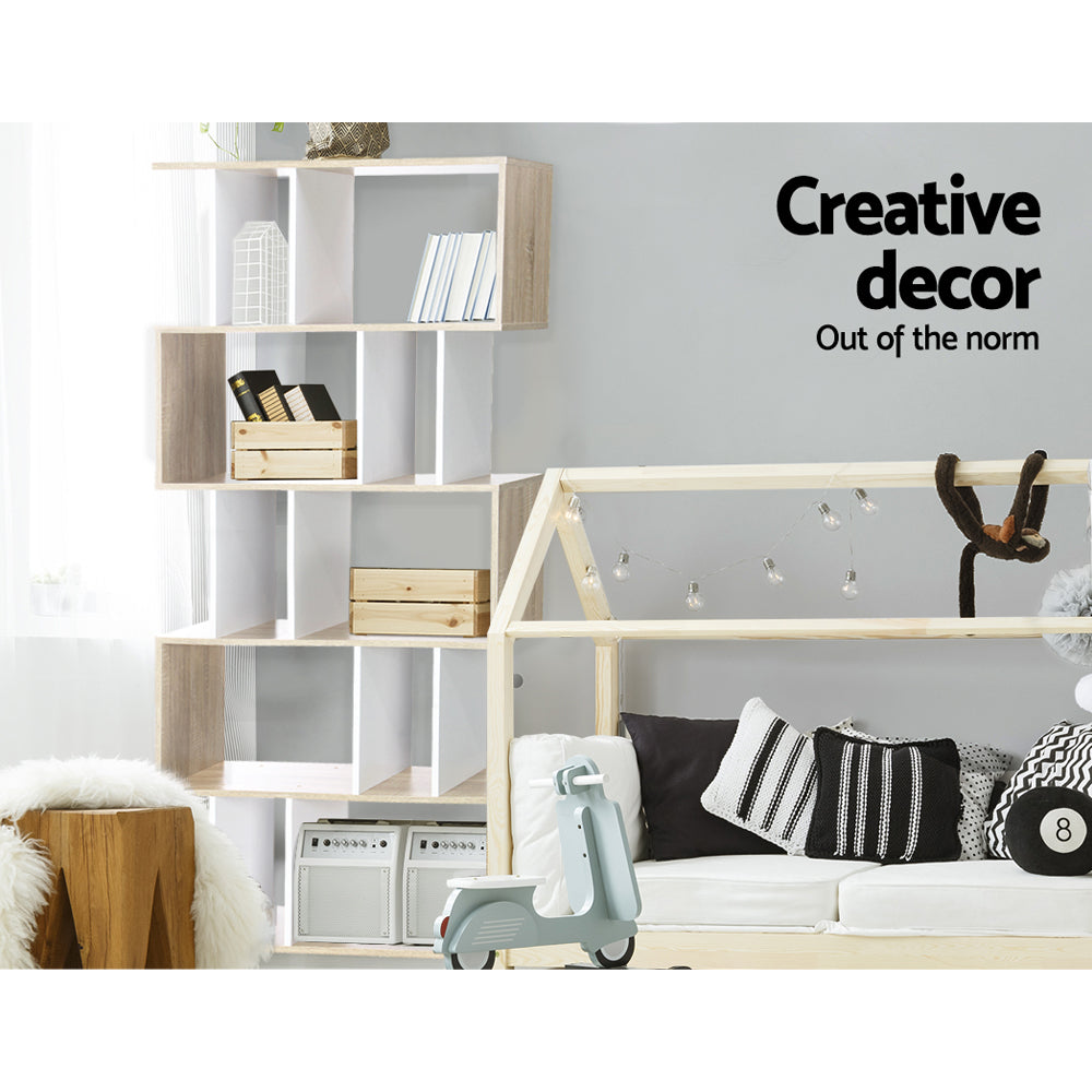 Artiss Bookshelf 5 Tiers - RITA White and Oak FURNI-GEN2SHELF-AB