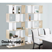Artiss Bookshelf 5 Tiers - RITA White and Oak FURNI-GEN2SHELF-AB