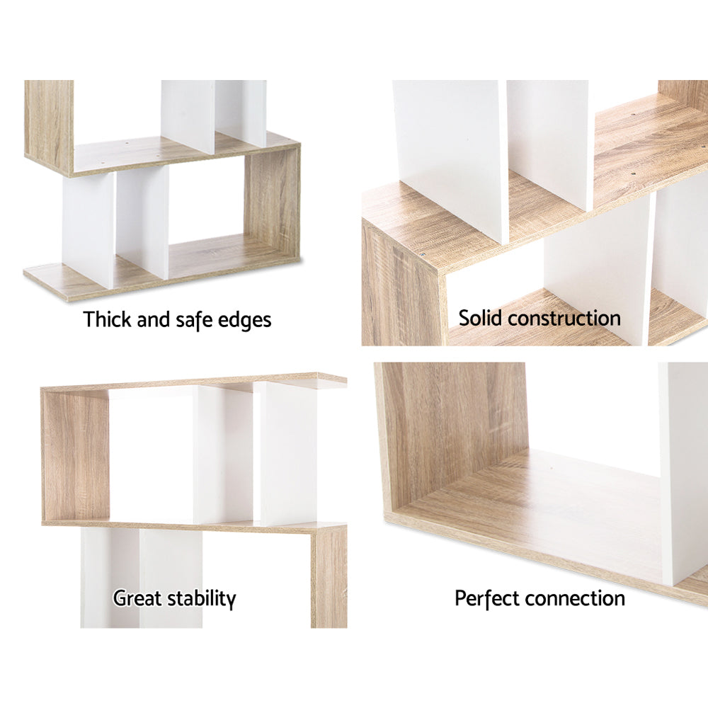 Artiss Bookshelf 5 Tiers - RITA White and Oak FURNI-GEN2SHELF-AB