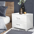 Artiss Bedside Table 2 Drawers High Gloss - White FURNI-GLOSS-SIDE-WH