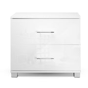 Artiss Bedside Table 2 Drawers High Gloss - White FURNI-GLOSS-SIDE-WH