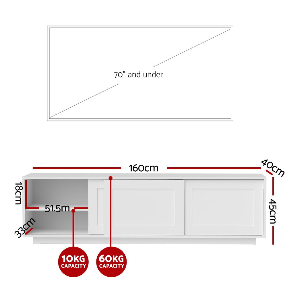 Artiss TV Unit Entertainment Unit Storage Cabinet 160cm White FURNI-L-3C-TV160-WH-AB