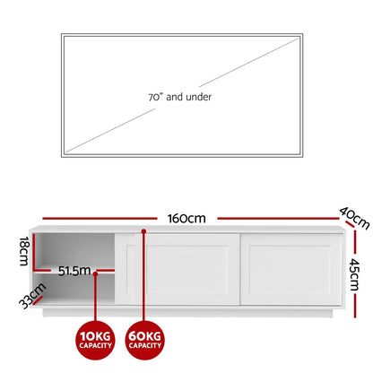 Artiss TV Unit Entertainment Unit Storage Cabinet 160cm White FURNI-L-3C-TV160-WH-AB