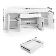 Artiss Buffet Sideboard Cabinet 180cm Cupboard Pantry Storage Drawer White DANA FURNI-L-BF02-WH-ABC
