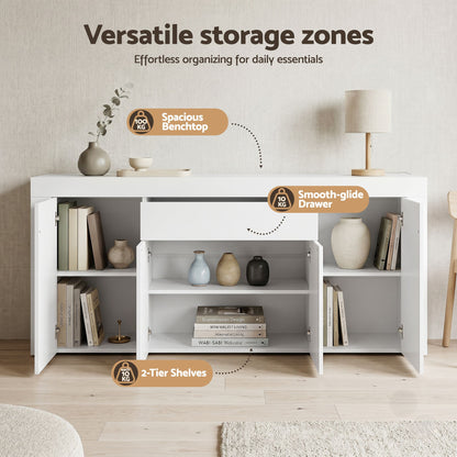 Artiss Buffet Sideboard Cabinet 180cm Cupboard Pantry Storage Drawer White DANA FURNI-L-BF02-WH-ABC