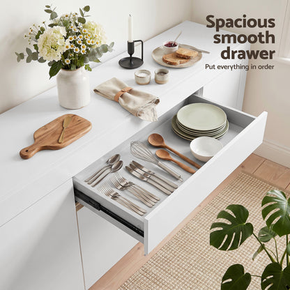 Artiss Buffet Sideboard Cabinet 180cm Cupboard Pantry Storage Drawer White DANA FURNI-L-BF02-WH-ABC