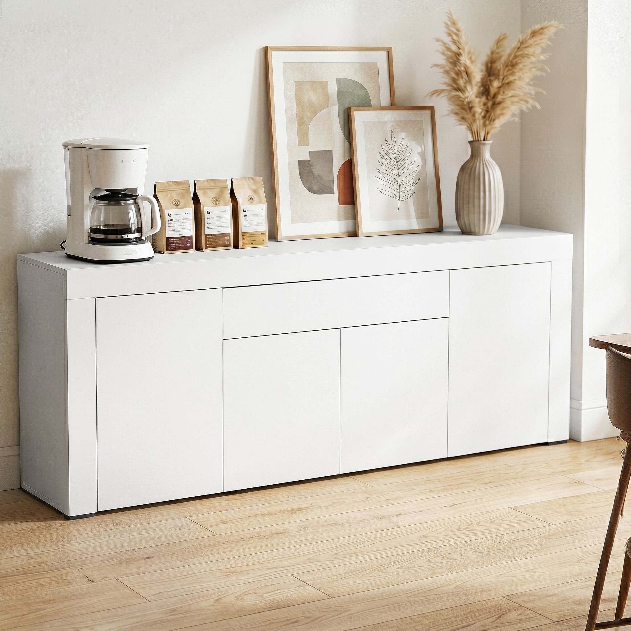 Artiss Buffet Sideboard Cabinet 180cm Cupboard Pantry Storage Drawer White DANA FURNI-L-BF02-WH-ABC
