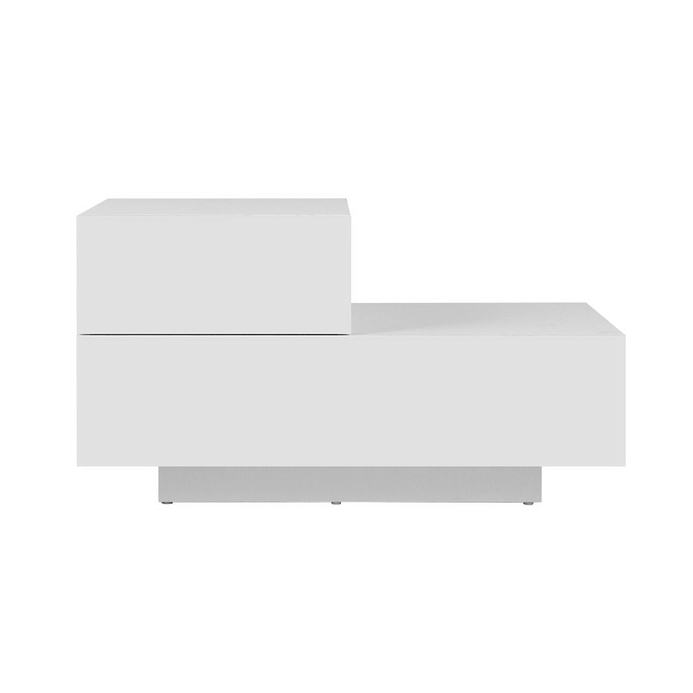 Artiss Bedside Tables LED 2 Drawers - REMI White FURNI-L-BS05-LED-WH