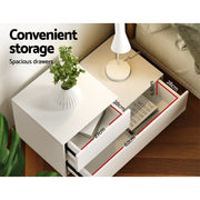 Artiss Bedside Tables LED 2 Drawers - REMI White FURNI-L-BS05-LED-WH