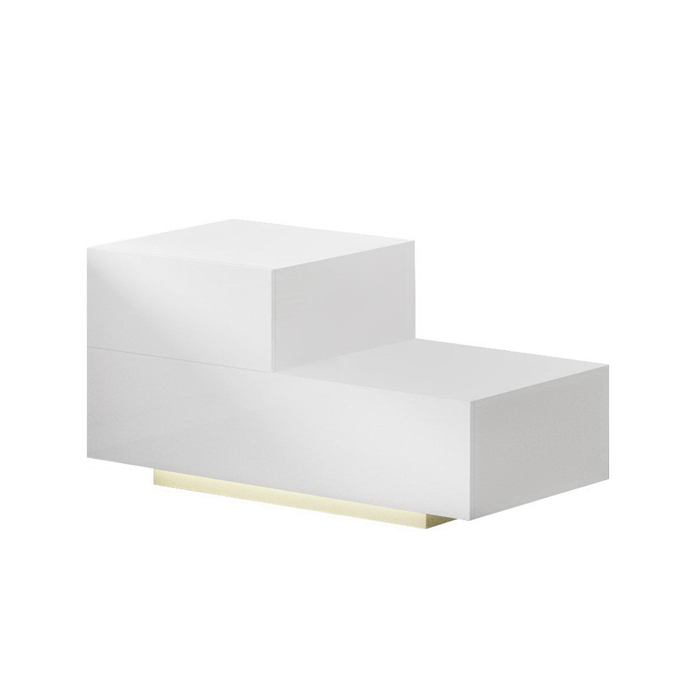 Artiss Bedside Tables LED 2 Drawers - REMI White FURNI-L-BS05-LED-WH