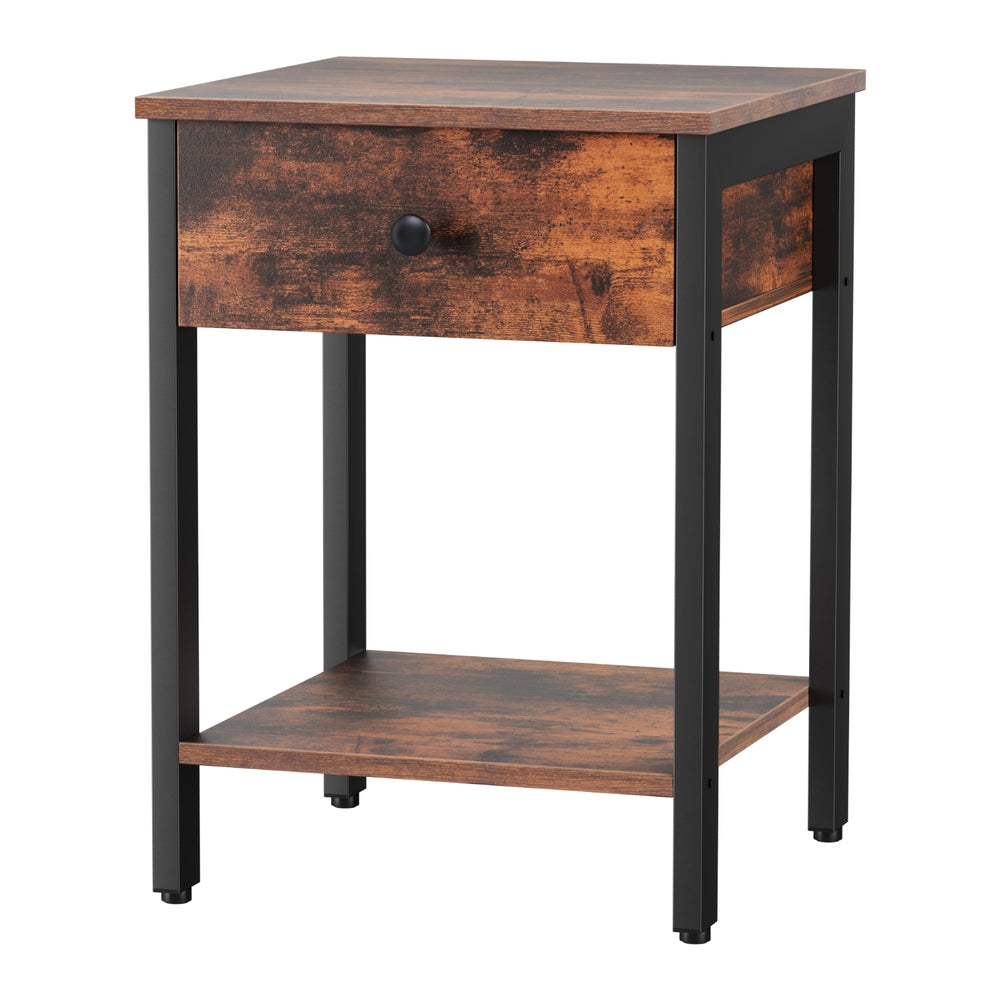 Artiss Bedside Table Nightstand 1 Drawer Shelves Walnut FURNI-L-BS06-WAL