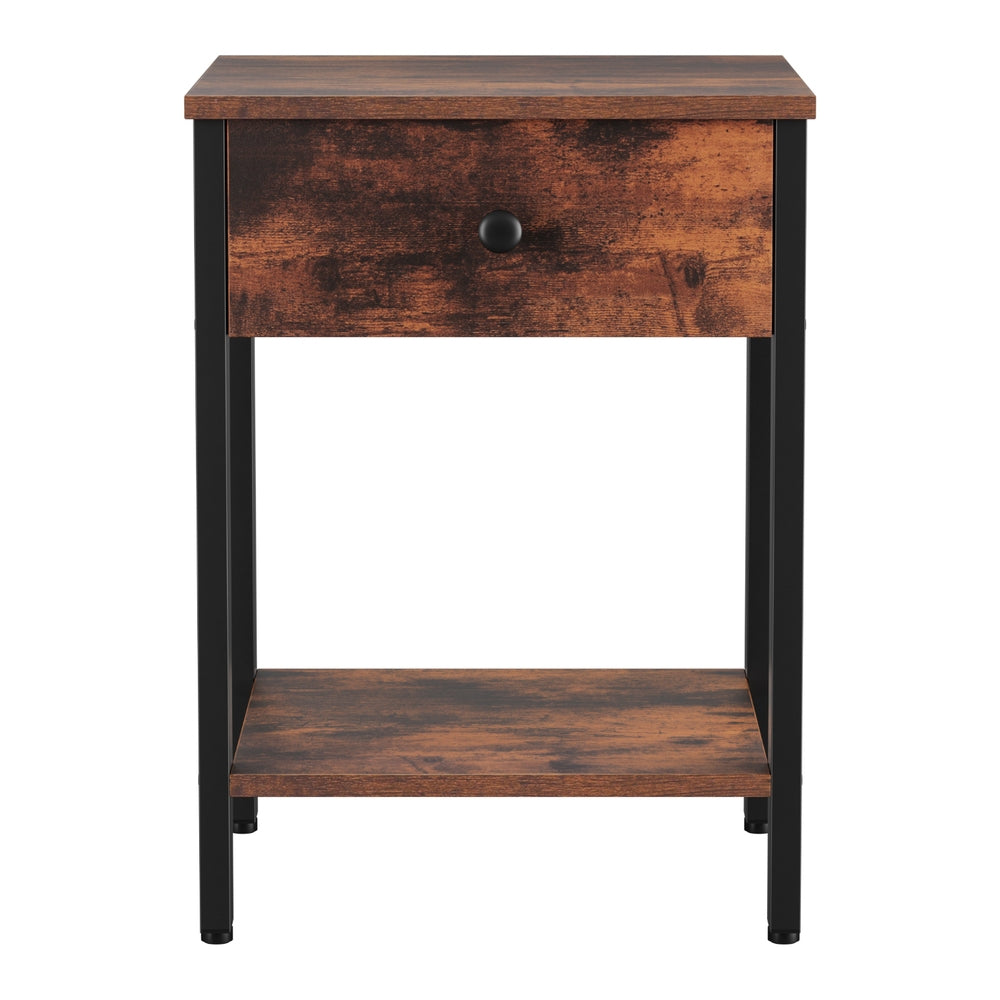 Artiss Bedside Table Nightstand 1 Drawer Shelves Walnut FURNI-L-BS06-WAL