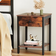 Artiss Bedside Table Nightstand 1 Drawer Shelves Walnut FURNI-L-BS06-WAL
