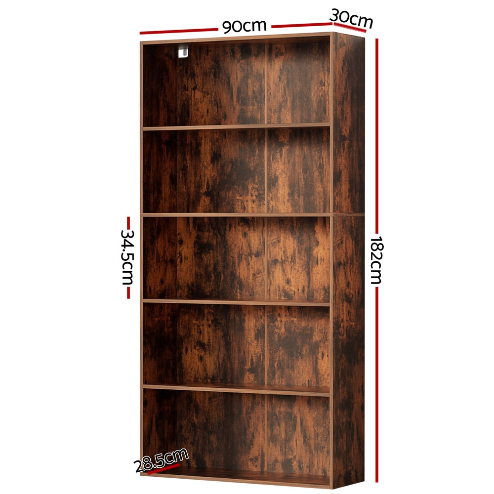 Artiss Bookshelf 5 Tiers Walnut FURNI-L-BSHELF-01-WAL-AB