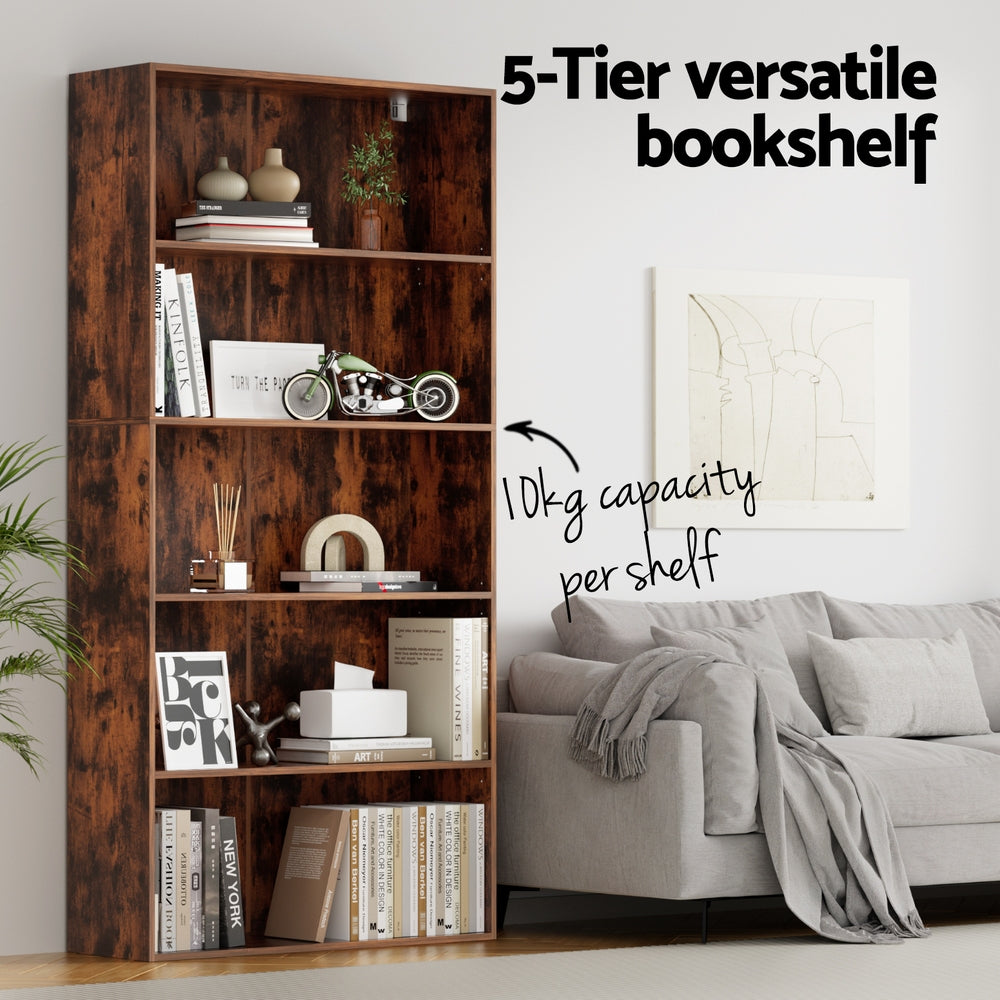 Artiss Bookshelf 5 Tiers Walnut FURNI-L-BSHELF-01-WAL-AB