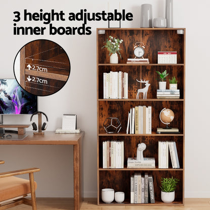 Artiss Bookshelf 5 Tiers Walnut FURNI-L-BSHELF-01-WAL-AB