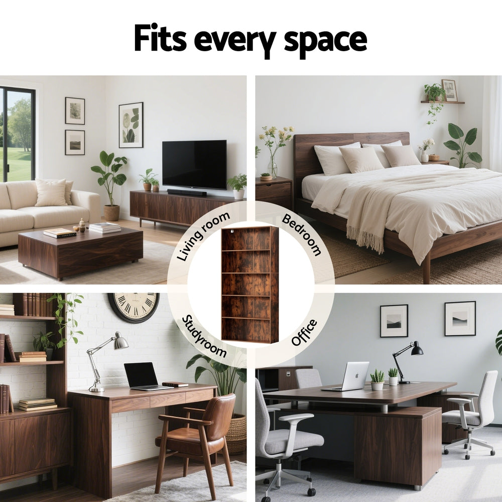 Artiss Bookshelf 5 Tiers Walnut FURNI-L-BSHELF-01-WAL-AB