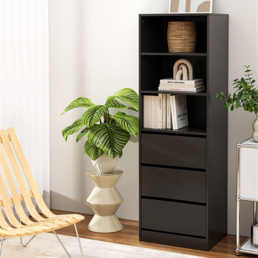Artiss 3 Chest of Drawers Tallboy Cabinet Black FURNI-L-CDR-3D3S-BK-AB