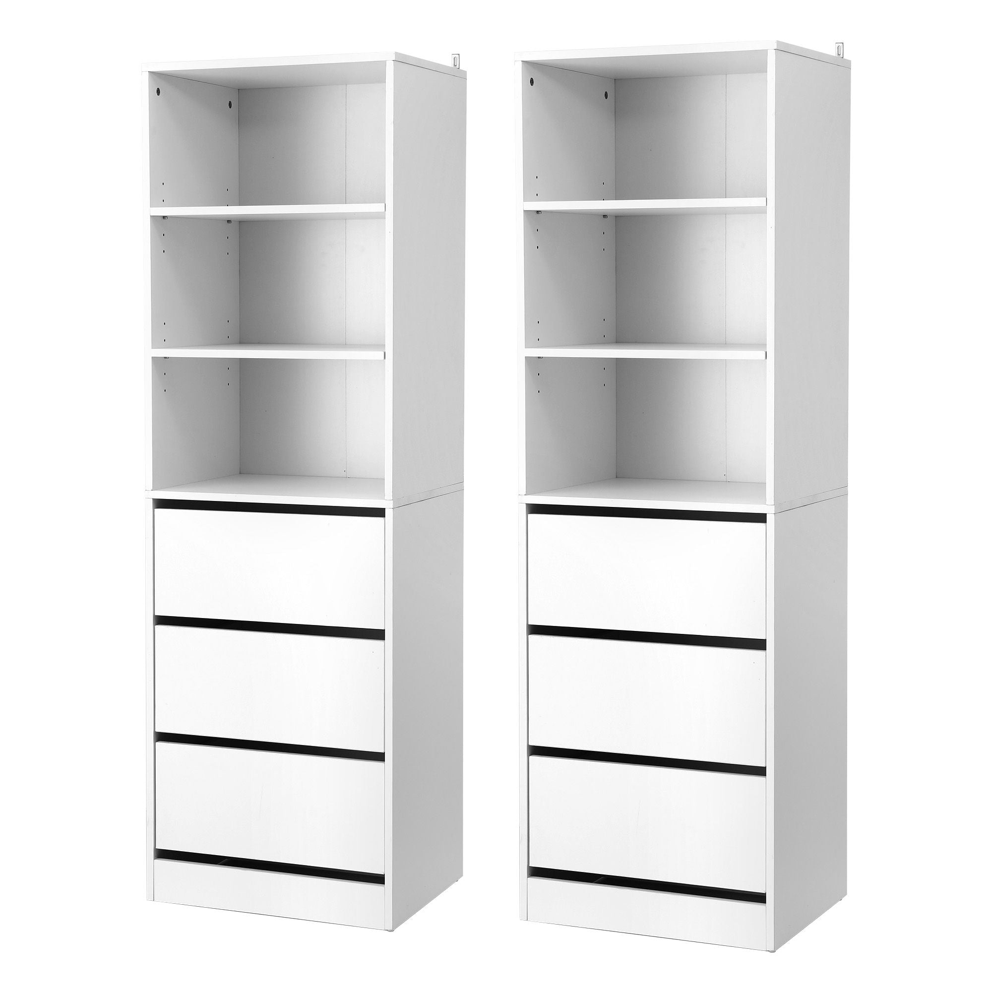 Artiss 2x Chest of 3 Drawers Tallboy Cabinet White FURNI-L-CDR-3D3S-WHX2